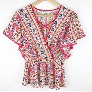 Monteau Floral Boho Top size M
